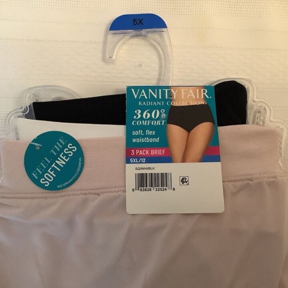 VANITY FAIR RADIANT 3 PK Brief Panties 360 Comf #3413245 Blk/Bge/Wh 5XL-12 NWT* - Picture 3 of 3